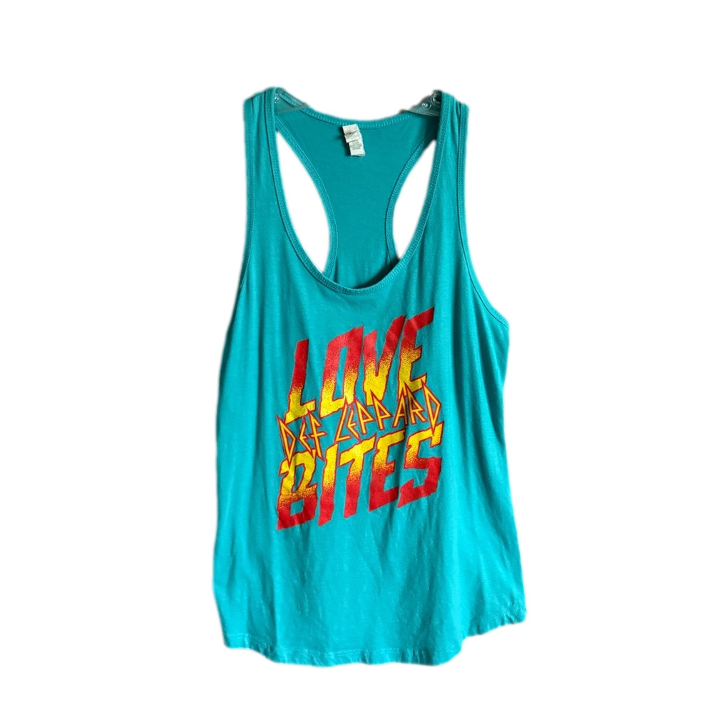 Y2K Def Leppard Love Bites Graphic Racer Back Tank Top Tour Merch Size Large